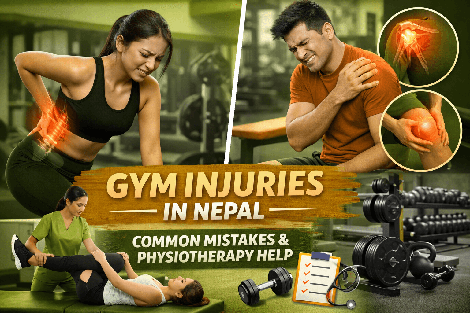 Gym Injuries in Nepal: Common Mistakes & How Physiotherapy Helps (Complete Guide) gym injuries in Nepal